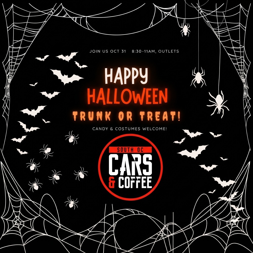 South OC Cars and Coffee Halloween Trunk or Treat flyer, Oct 31